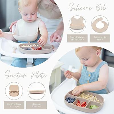 HippoBaby Baby Led Weaning Supplies | 10 Piece Silicone Feeding Set | Baby  Toddler Bib Cup Divided Plate and Bowl Self Feeding Spoons Dish Set | Baby