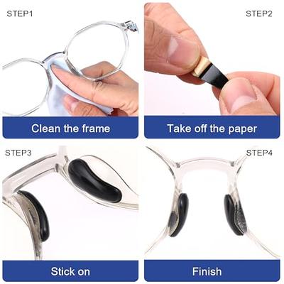 4pcs Eye Glasses Nose Pads, Stick on Anti-Slip Soft Silicone Glasses Nose Pads, Spectacles Nose Pads for Sunglasses, Black, Size: Small