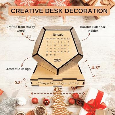 Wooden Desk Calendar 2024, Hexagon Dice Calendar, Gifts for