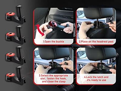 Anlising 4PCS Car Seat Hooks,2 in 1 Car Headrest Hidden Hook with Phone  Holder,360° Rotation Car Headrest Hook,Car Seat Storage Hook,Send 4PCS  Reflective Stickers,for Purse,Backpacks,Coat (Red) - Yahoo Shopping