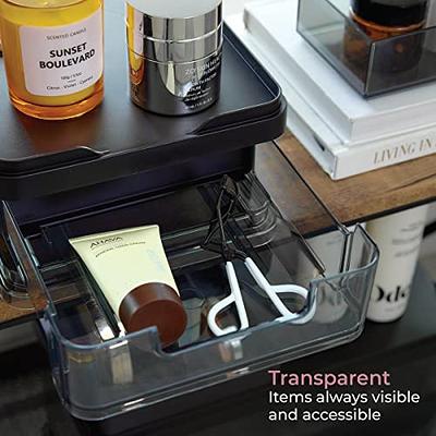 iDesign The Sarah Tanno Collection Small Stacking Cosmetic Drawer Organizer  with Lid and Divider, Smoke/Black - Yahoo Shopping