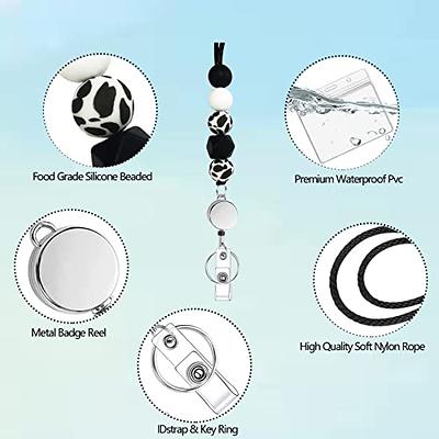 Retractable Badge Reel with Lanyard, Silicone Beaded Lanyards for