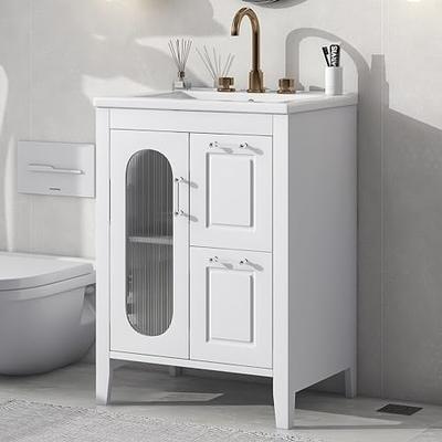 Spring Mill Cabinets 36 Chamiree Bathroom Vanity With 1-Door Cabinet, 3  Drawers, and White Sink Top - Yahoo Shopping