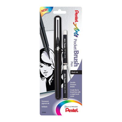 Pentel Pocket Brush Pen Refills, Pack Of 2 Black [Pack Of 4] (4PK-FP10BP2A  Black Ink) 