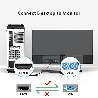 VisionTek VGA to HDMI Active Adapter w/ Audio, 5 Feet, Male to Male, for  Computer, Desktop, Laptop, PC, Monitor, Projector, HDTV, and more (900824)