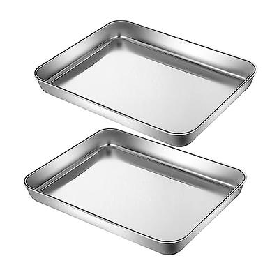 11 inch Baking Sheets Pan Nonstick Set of 2, Walooza 1-Inch Deep Baking Trays, 11x9 inch Cookie Sheet Replacement Toaster Oven Tray, Non Toxic & Heavy