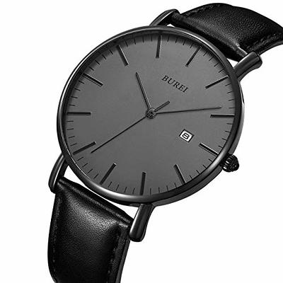 Men's Fashion Minimalist Wrist Watch Analog Blue Date with Silver Stai –  bureiwatches