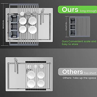 PEAKXCAN Retractable Stainless Steel Kitchen Dish Drying Rack, Sink  Draining Basket, Fruit and Dish Rack, Dish Washing Basket, Draining Bowl  Rack