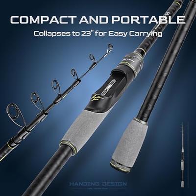 One Bass Fishing Pole 24 Ton Carbon Fiber Casting and Spinning Rods - Two Pieces, SuperPolymer Handle Fishing Rod for Bass Fishing