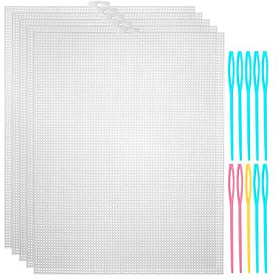 WXJ13 5 Pieces Plastic Mesh Canvas Sheets for Embroidery, 7 Count