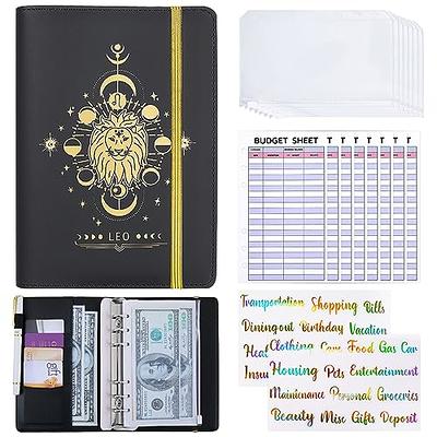 DMluna A6 Budget Binder, PU Leather Money Organizer for Cash Bills