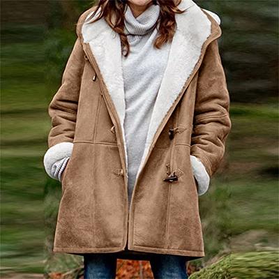 Fleece Lined Winter Coats for Women Plus Size Parka Jacket Sherpa Lined  Anorak Jacket Hood Thick Warm Puffer Jackets