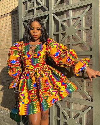 Stretchy Midi/short Summer Kente Dress Ankara Dress Dashiki 