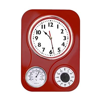 Lily's Home Retro Kitchen Clock with Temperature and Timer (Retro Green)