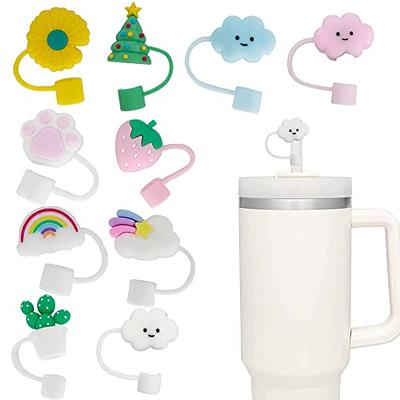 10Pcs Cartoon Straw Cover Cup for Tumbler Cup,10mm Cartoon Drinking Straw  Topper, Reusable Protectors Straw Tips Lids for Cup Accessories (10Pcs