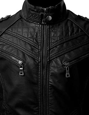 ADUWOAN Mens Leather Jacket Plus Size Mens Faux Leather Jacket