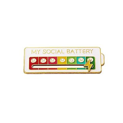 Cooluckday Social Battery Pin for Women My Social Battery Slider Pin for  Girl Battery Enamel Pin