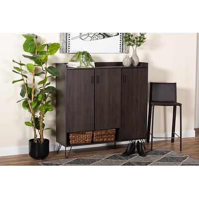 Baldor Wood 3 Door Shoe Cabinet Dark Brown - Baxton Studio : Target