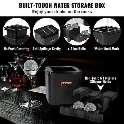 HONYAO Whiskey Cocktail Ice Mold, Silicone Round Ice Ball Maker Mold Large  Square Ice Cube Tray with Lid - 6 Ice Balls + 6 Ice Cubes Black 