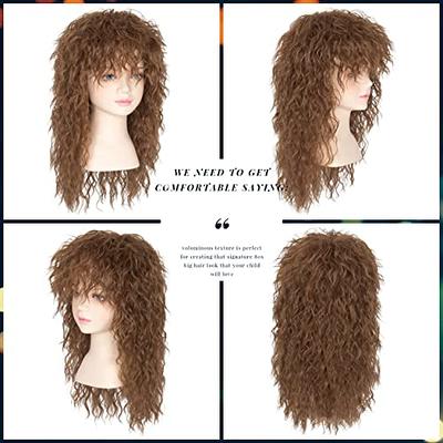  miss u hair 80s Wigs for Men Women Long Brown Rocker