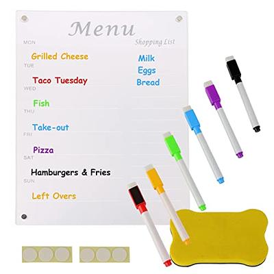 Acrylic Magnetic Calendar for Fridge, Weekly Planner Memo White Board Dry  Erase Grocery List Includes 4 Dry Erase Markers and Eraser Apartment Decor  Must Haves Notepads Menu Board for Kitchen（12X8） - Yahoo