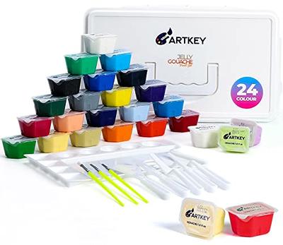 Keebor Basic 12-Colors Washable Watercolor Paint Bulk Set of 24 with Wood Brushes for Kids