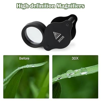 Pocket Folding Magnifying Glass 30X 26MM Jewelry Eye Loupe Hand Lens  Magnifier for Gemstone Jewelry Coin Stamp - Yahoo Shopping