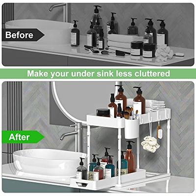 Adjustable Height under Sink Organizers and Storage, 2 Tier