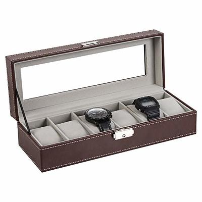 GUKA Watch Box 10 Slot Display Case Real Glass Organizer Storage with Luxury Watch Display Case for Men and Women Gift (55mm Card Slot)