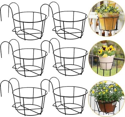 6 PCS Round Hanging Railing Planters Basket, Metal Hanging Railing