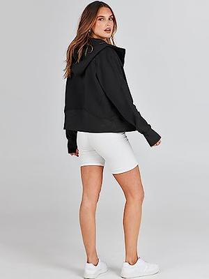 ANRABESS Womens Sweatshirts Long Sleeve Oversized Fleece Half Large, Black