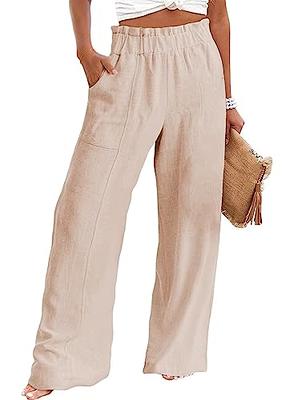 fvwitlyh Pants for Women plus Size Cargo Pants Elastic Women's Pants Linen  Cotton Wide-Leg Pants Waist Pull-on Womens Pants Casual Work Tall Cargo  Pants Women 