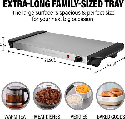 Ovente Electric Buffet Server Three Sectional Stainless Steel Food Warmer Tray