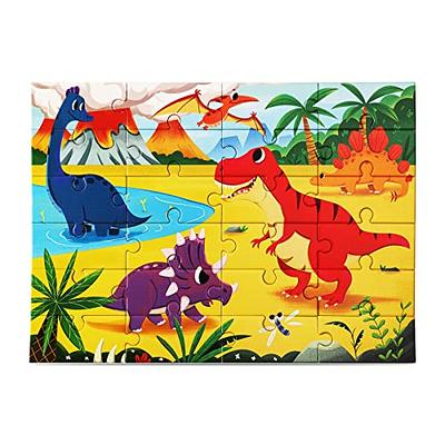 New 60pcs Wooden Jigsaw Puzzles Set for Kids Ages 4-8 The Pattern of  Dinosaur/Cinderella/Snow White with Iron Box Toddler Toy