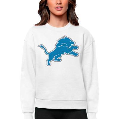 Women's Antigua White Detroit Lions Victory Logo Pullover