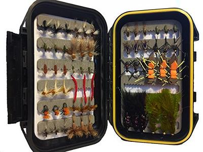 Must-Have Dry Fly, Wet Fly, Nymph and Streamer Fly Lure Assotment +  Waterproof Fly Box for Trout Fly Fishing Flies