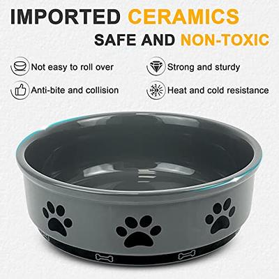 Ceramic Dog Bowls with Bone Pattern, Dog Food Dish for Small Dogs