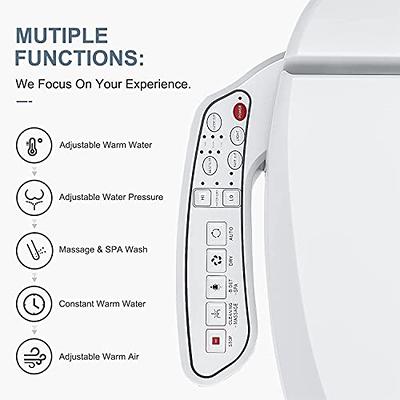 Elongated LED Light Electric Bidet Toilet Seat Heated Toilet Seat with Warm  Air Dryer and Night Light