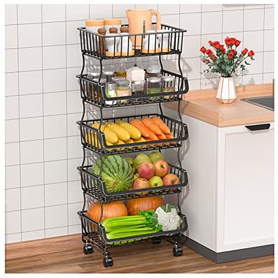 Stackable Kitchen Fruit Vegetable Storage Basket Rack Pantry