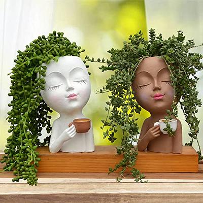 Face Flower Pot Head Planter, Small Plant Pots, Planters for Indoor Plants,  Plant Pot with Drainage