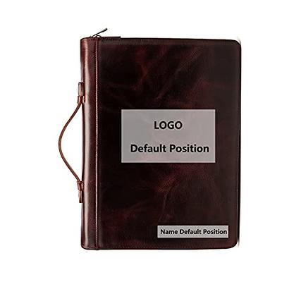 AZXCG Genuine Leather Three Ring Binder Organizer Zippered Portfolio Vintage Leather Notepad Holder,Resume Work Folio,Business Portfolio Oil Wax