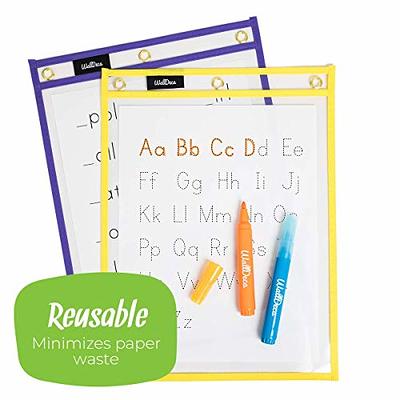 Reusable Dry Erase Pockets, 6 Pack Reusable Dry Erase Sleeves, Assorted  Colors Sheet Protector, Dry Erase Pocket Sleeves 