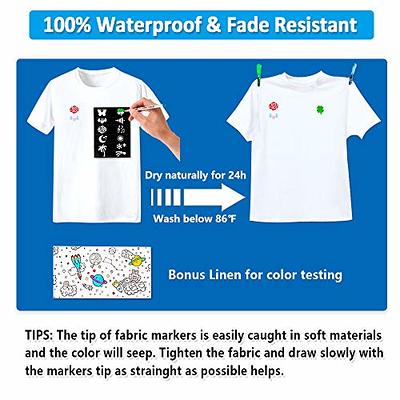 Fabric Markers Permanent No Bleed - Washable Fabric Paint Markers for  T-Shirts Clothes Shoes Canvas Pillowcase, 20 Fabric Pens