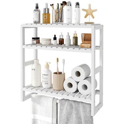 MUPATER Bathroom Over-The-Toilet Storage Cabinet Organizer with Shelves and  Doors, Small Freestanding Toilet Shelf Space Saver with Anti-Tip Design