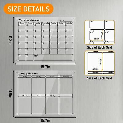 Acrylic Weekly Planner for Fridge - Clear Dry Erase Board for Fridge with 6  Colorful Markers, Marker Holder & Reusable Sticky Notes - Refridgerator