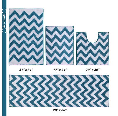 Better Trends 34-in x 21-in Aqua Polyester Bath Rug in the