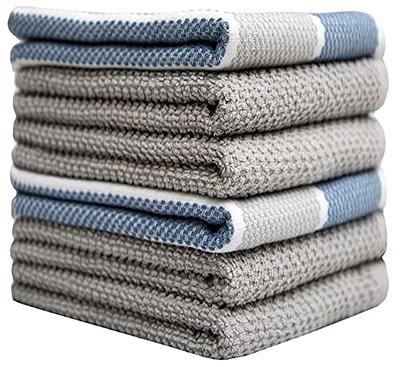 Chardin Home Ecofriendly Upcycled Farmhouse Woven Kitchen Towels Set, Black & White | 18x28 inch Dish Cloths Set of 6 |Super Absorbent Reusable Hand