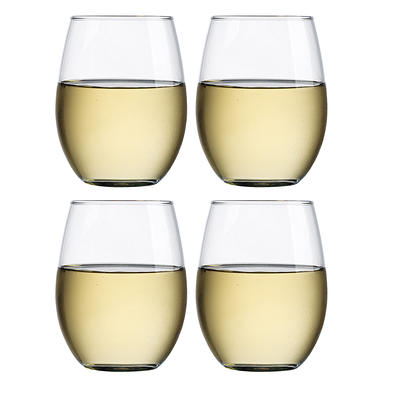 Basics Stemless Wine Glasses, 15 oz, Set of 4, Clear