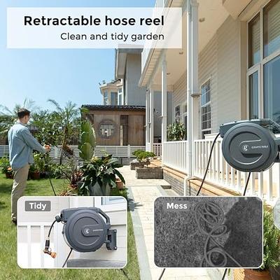 Giraffe Retractable Garden Hose Reel with 5/8 in. x 65 ft Water Hose, Wall Moun