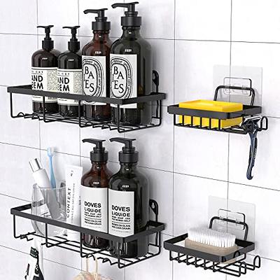 Shower Caddy Corner Shelves, Black Shower Organizer, Adhesive Shampoo –  KeFanta